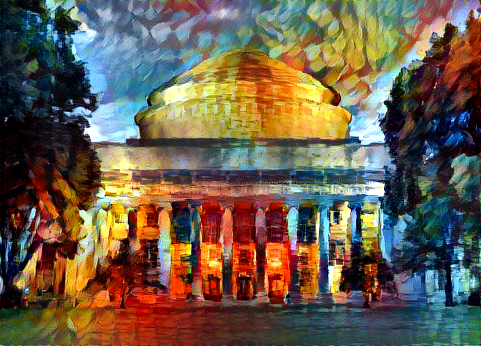 MIT's Great Dome in the style of Leonid Afremov